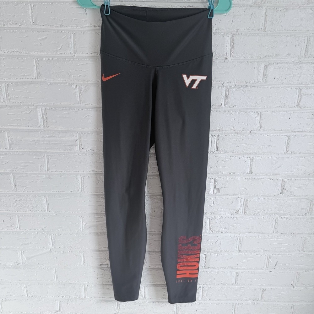 Nike Dri Fit NCAA‎ Virginia Tech Women's HOKIES Leggings Dark Gray Size Small